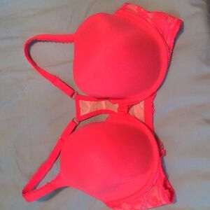 EUC 38D Victoria's Secret Bright Pink Racerback Demi Bra